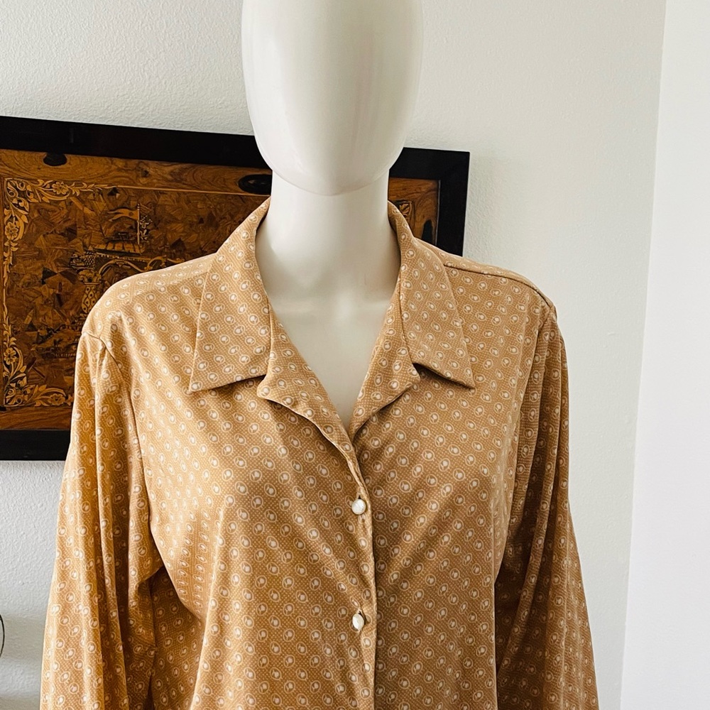 Lady Graff Beige Polyester Polka Dot Shirt